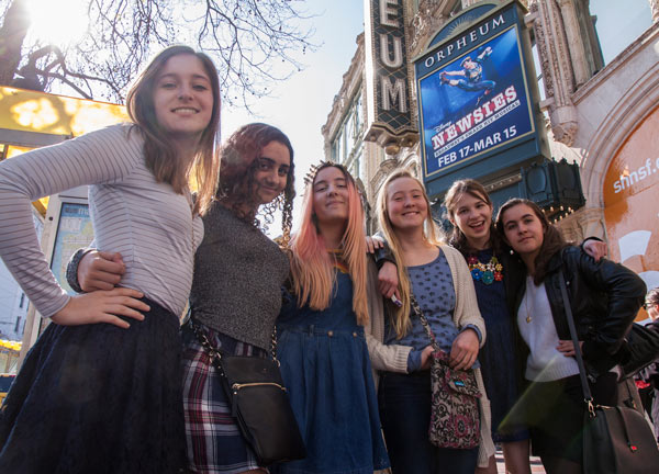 A group of our FastForward reporters set to visit the cast of Newsies