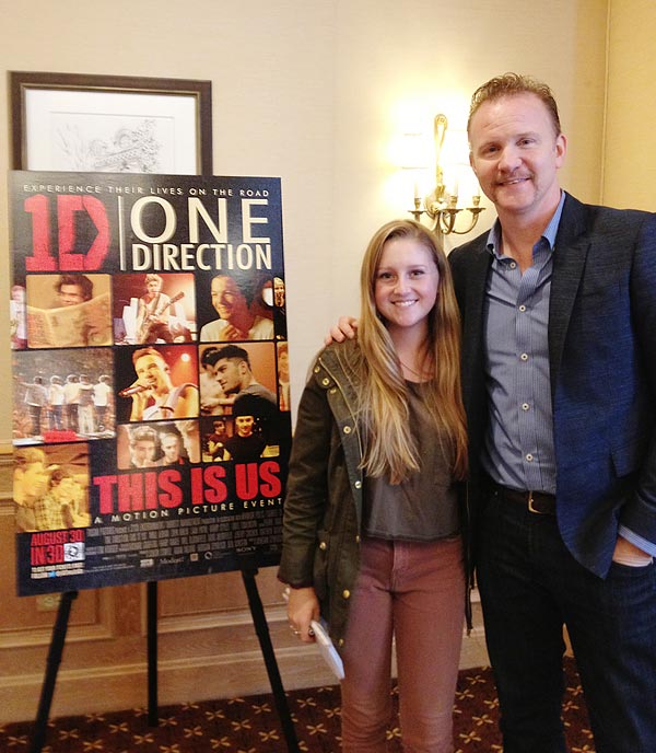 Image of Morgan Spurlock with FastForward reporter Lizzie Chadbourne