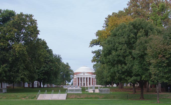 image of the Charlottesville campus in peaceful times